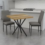 Set Masa fixa Patrata Artex Nuc cu 2 scaune Piele Oscar Gri