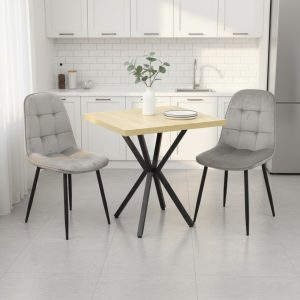 Set Masa fixa Patrata Artex Stejar cu 2 Scaune Gya Gri