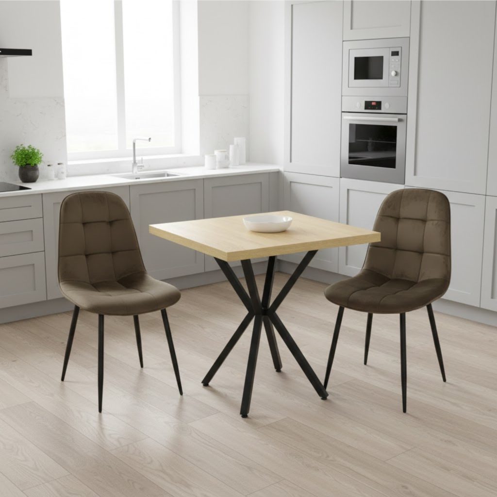 Set Masa fixa Patrata Artex Stejar cu 2 Scaune Gya Maro