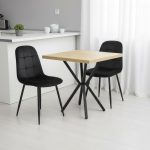 Set Masa fixa Patrata Artex Stejar cu 2 Scaune Gya Negru