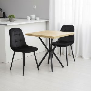 Set Masa fixa Patrata Artex Stejar cu 2 Scaune Gya Negru