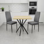Set Masa fixa Patrata Artex Stejar cu 2 scaune Oscar Gri