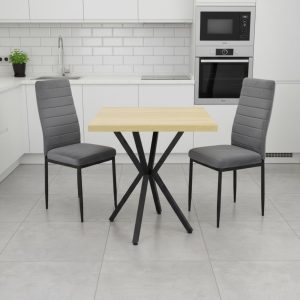 Set Masa fixa Patrata Artex Stejar cu 2 scaune Oscar Gri