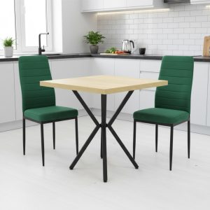 Set Masa fixa Patrata Artex Stejar cu 2 scaune Oscar Verde