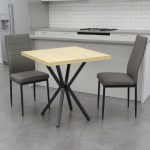 Set Masa fixa Patrata Artex Stejar cu 2 scaune Piele Oscar Gri