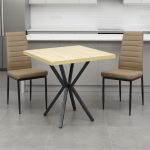 Set Masa fixa Patrata Artex Stejar cu 2 scaune Piele Oscar Maro Deschis
