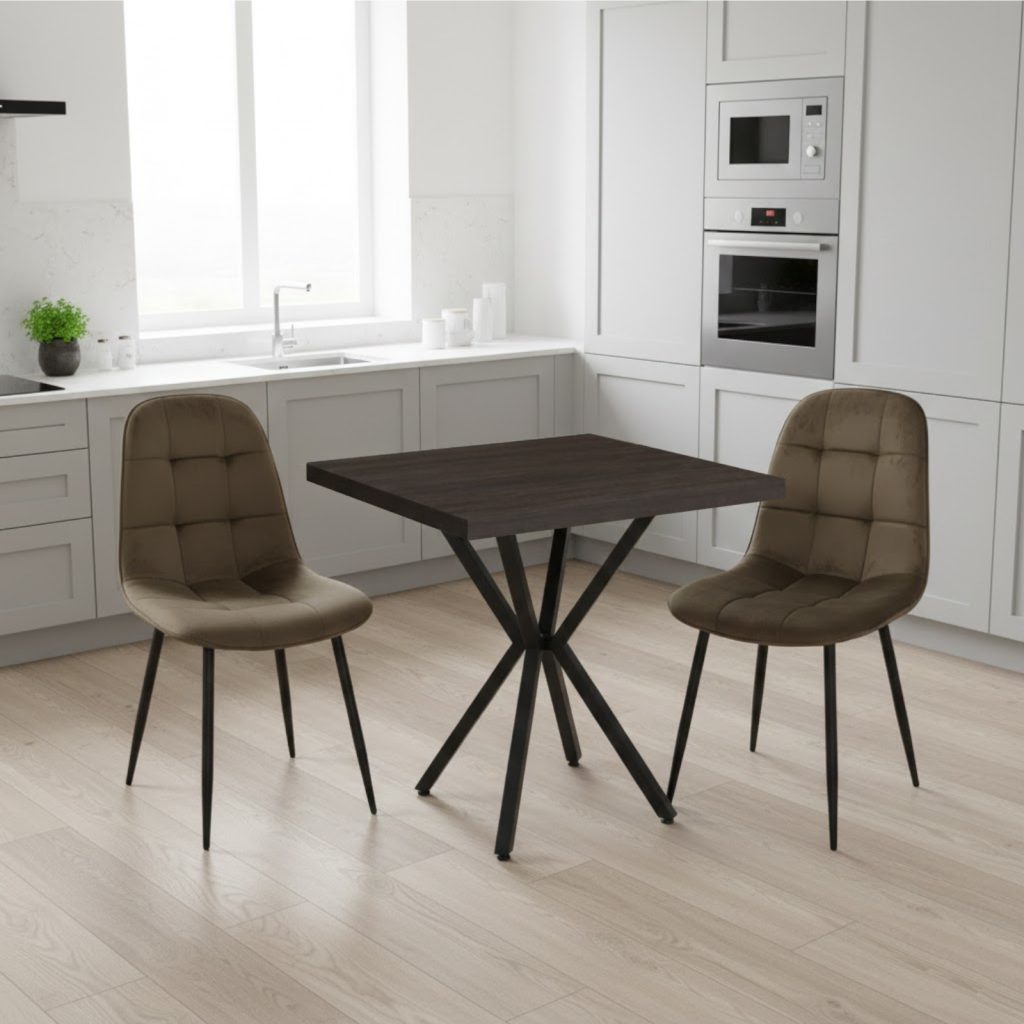 Set Masa fixa Patrata Artex Wenge cu 2 Scaune Gya Maro