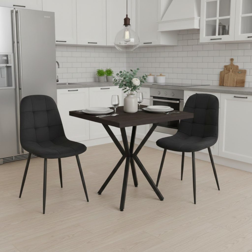 Set Masa fixa Patrata Artex Wenge cu 2 Scaune Gya Negru