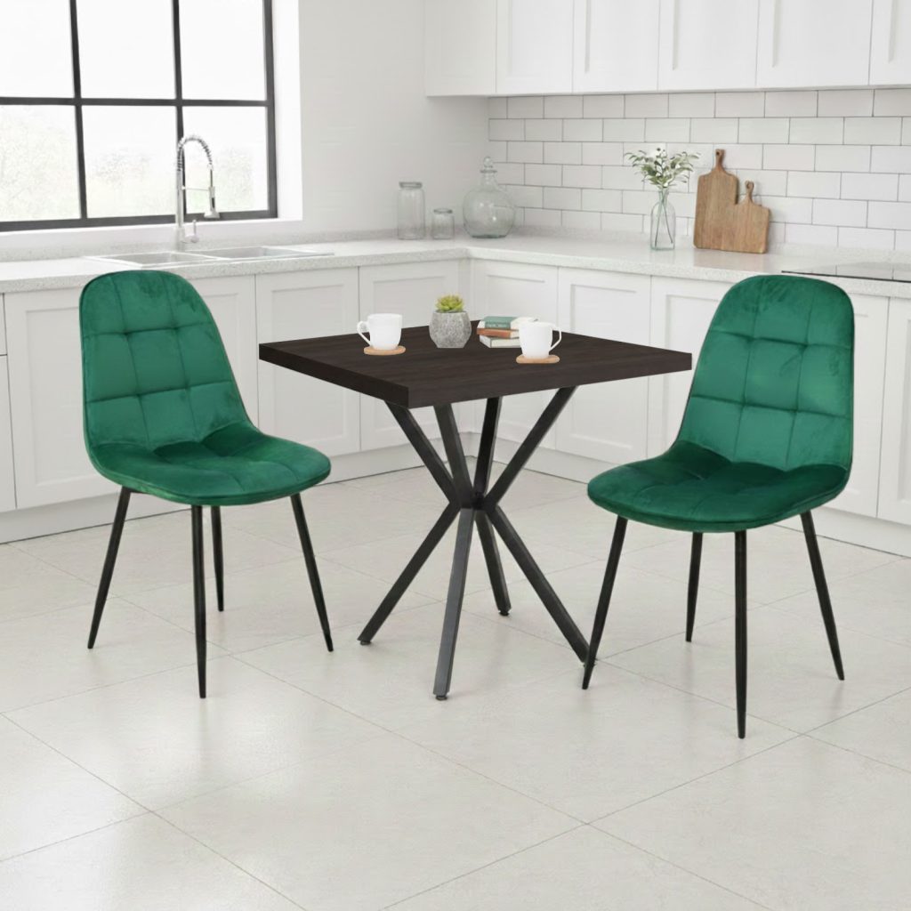Set Masa fixa Patrata Artex Wenge cu 2 Scaune Gya Verde