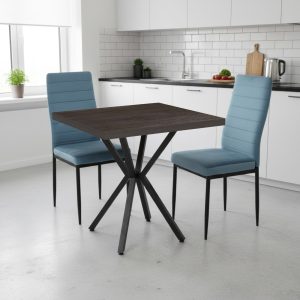 Set Masa fixa Patrata Artex Wenge cu 2 scaune Oscar Albastru
