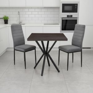 Set Masa fixa Patrata Artex Wenge cu 2 scaune Oscar Gri