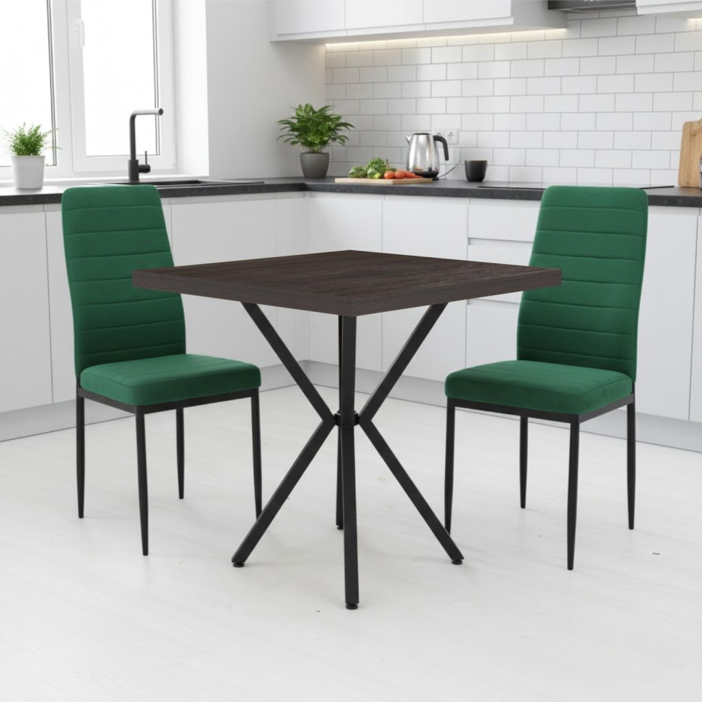 Set Masa fixa Patrata Artex Wenge cu 2 scaune Oscar Verde