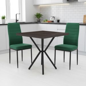 Set Masa fixa Patrata Artex Wenge cu 2 scaune Oscar Verde