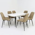 Set masa extensibila Viena Alba cu 6 Scaune Onix Bej1