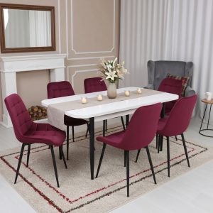 Set masa extensibila Viena Alba cu 6 Scaune Onix Bordo 1