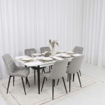 Set masa extensibila Viena Alba cu 6 Scaune Onix Gri Deschis