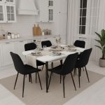 Set masa extensibila Viena Alba cu 6 Scaune Onix Negru