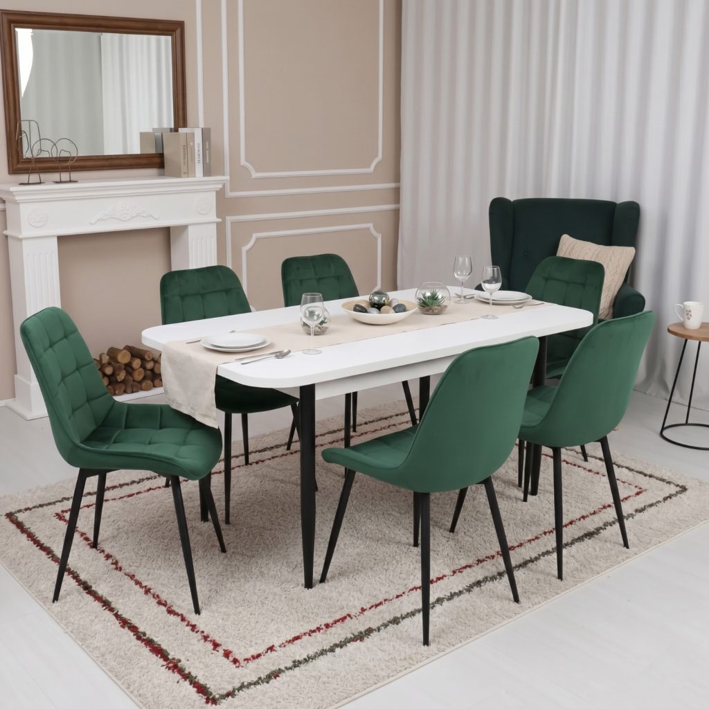 Set masa extensibila Viena Alba cu 6 Scaune Onix Verde 1