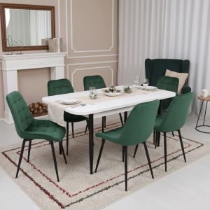 Set masa extensibila Viena Alba cu 6 Scaune Onix Verde 1