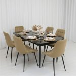 Set masa extensibila Viena Negru cu 6 Scaune Onix Bej 1