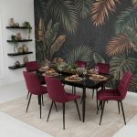 Set masa extensibila Viena Negru cu 6 Scaune Onix Bordo 1