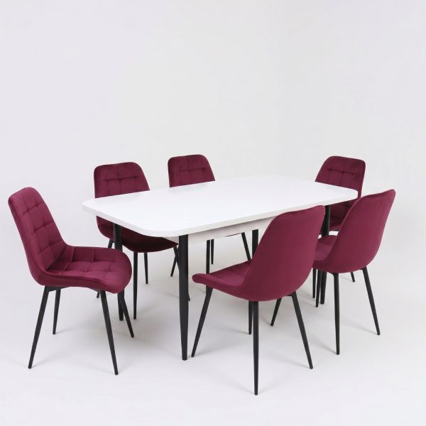 Set masa extensibila Viena Negru cu 6 Scaune Onix Bordo1