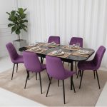 Set masa extensibila Viena Negru cu 6 Scaune Onix Mov 1