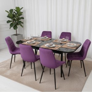 Set masa extensibila Viena Negru cu 6 Scaune Onix Mov 1