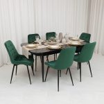Set masa extensibila Viena Negru cu 6 Scaune Onix Verde 1