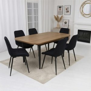 Set masa extensibila Viena Nuc cu 6 Scaune Onix Negru 1