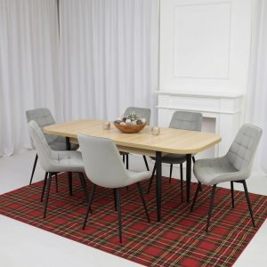 Set masa extensibila Viena Stejar cu 6 Scaune Onix Gri Deschis