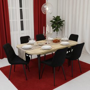 Set masa extensibila Viena Stejar cu 6 Scaune Onix Negru