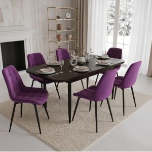 Set masa extensibila Viena Wenge cu 6 Scaune Onix Mov
