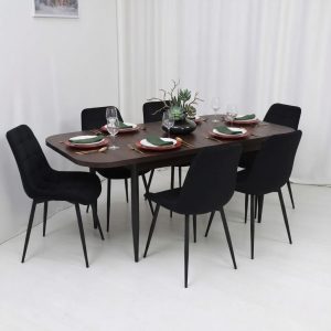 Set masa extensibila Viena Wenge cu 6 Scaune Onix Negru
