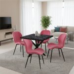 Tania x patrata negru marmorat cu opal Roz 2