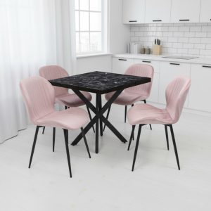Tania x patrata negru marmorat cu opal Roz