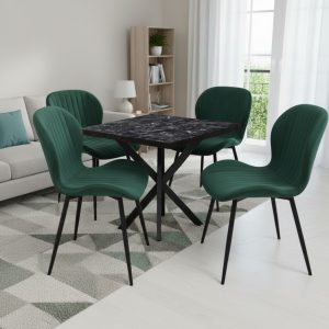 Tania x patrata negru marmorat cu opal Verde