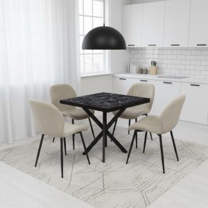 Tania x patrata negru marmorat cu opal capucino