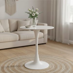 Masa Orion Marble Rotunda Picior Alb