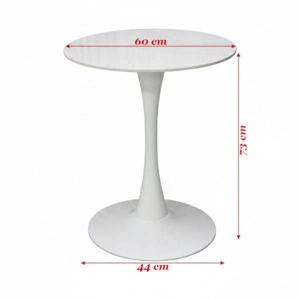 Masa Orion Marble Rotunda Picior Alb4