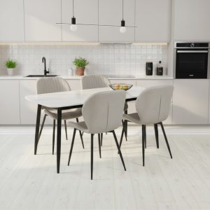Set Masa fixa Atlas Marble Alba cu 4 scaune Opal Capucino