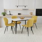 Set Masa fixa Atlas Marble Alba cu 4 scaune Opal Galben