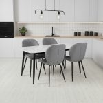 Set Masa fixa Atlas Marble Alba cu 4 scaune Opal Gri