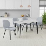 Set Masa fixa Atlas Marble Alba cu 4 scaune Opal Gri Deschis