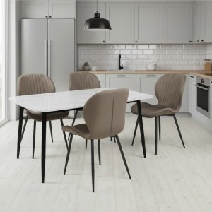 Set Masa fixa Atlas Marble Alba cu 4 scaune Opal Maro