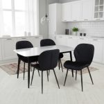 Set Masa fixa Atlas Marble Alba cu 4 scaune Opal Negru