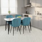 Set Masa fixa Atlas Marble Alba cu 4 scaune Opal Turcoaz