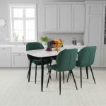 Set Masa fixa Atlas Marble Alba cu 4 scaune Opal Verde