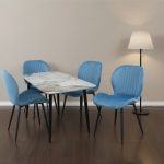Set Masa fixa Atlas Marble Figure cu 4 scaune Opal Blue