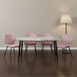 Set Masa fixa Atlas Marble Figure cu 4 scaune Opal Roz